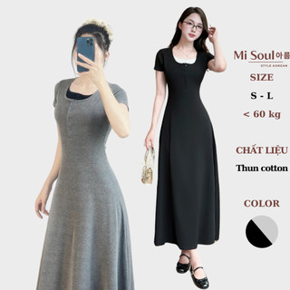  Váy Body Maxi Misoul Cotton Mềm Mịn Thiết Kế Cổ Áo Layer Phối Cúc Cài BigSize 420 Đầm Body Dáng Dài 