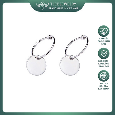 Khuyên tai bạc nữ TLEE tròn trơn mix charm tròn dáng lạ TLEE JEWELRY B0143