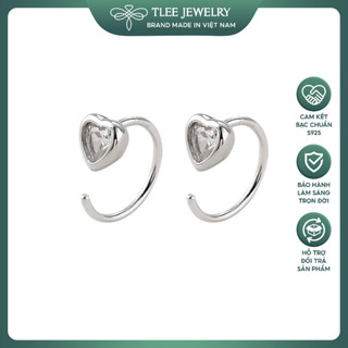  Khuyên bạc nữ TLEE bông tai móc trái tim đá trắng xinh xắn TLEE JEWELRY B0404 