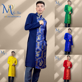 Áo Dài Nam Vải Tuyết Mưa phối Gấm Dệt Hoạ Tiết Rồng Phụng (Nhiều mầu) MPP1001