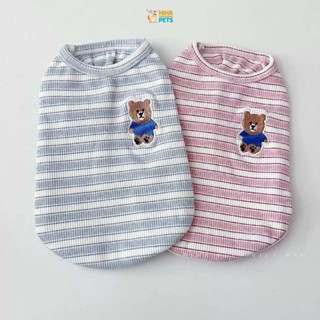 Áo Thun Sọc Gấu Thêu Cho Chó Mèo Thú Cưng Mát Mẻ, Quần Áo Thú Cưng, Quần Áo Cho Chó Mèo