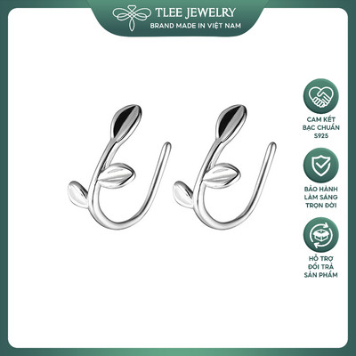 Khuyên tai bạc nữ TLEE móc cài ba lá nữ tính TLEE JEWELRY B0405