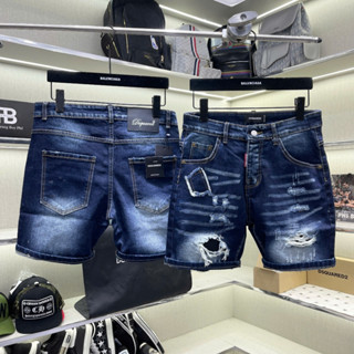 Quần short bò ngố nam PB wash xanh bạc cào rách xước vá vải đùi 4 cúc dày dặn cao cấp boy phố QS346P