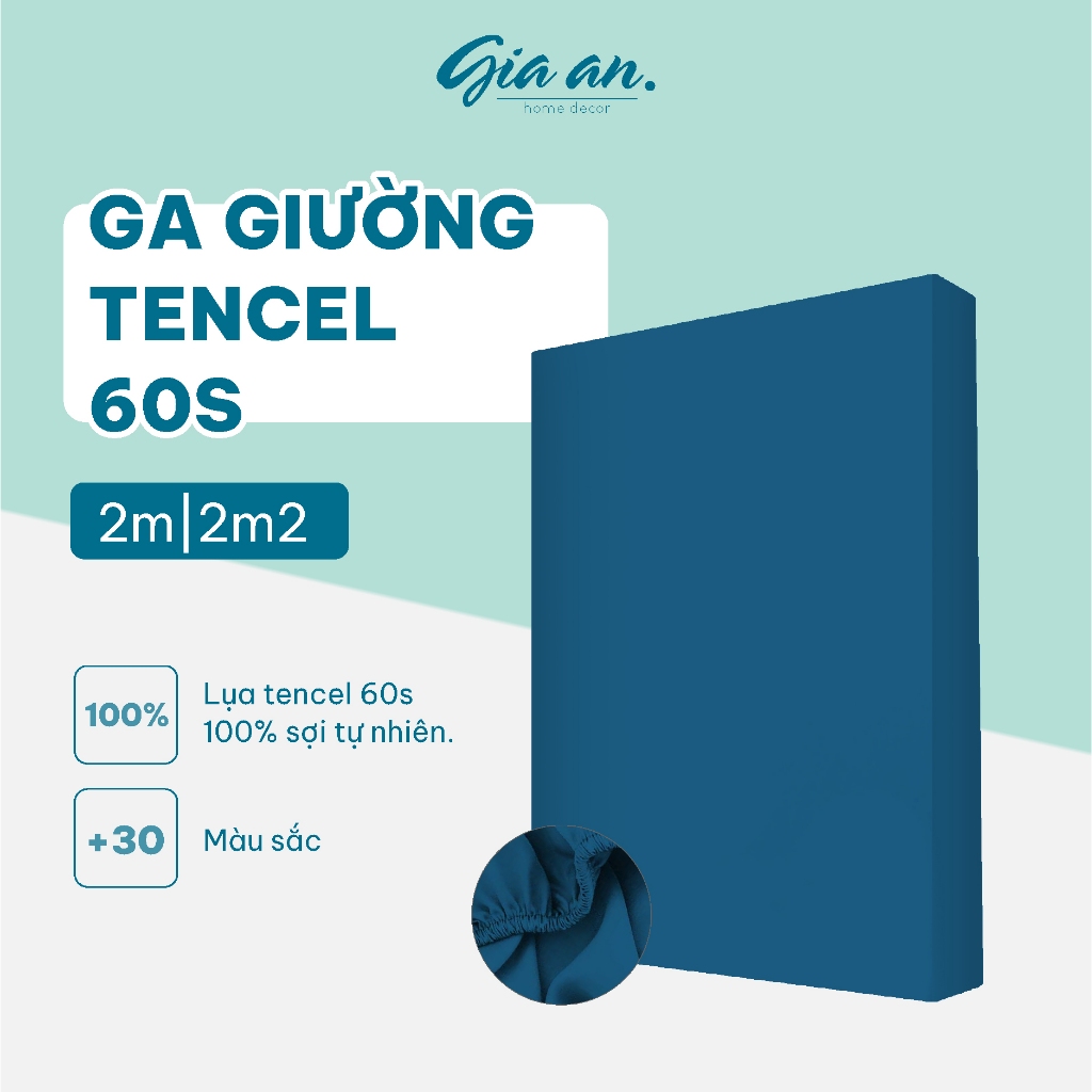 [Hỏa tốc]Ga giường lụa mát lạnh Tencel 60s Gia An Bedding size 2mx2m và 2m2x2m ga trải giường màu tr