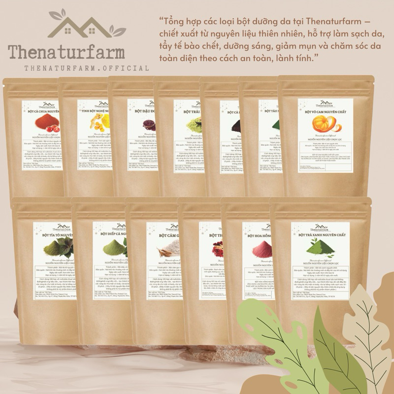 Tổng hợp các loại bột thiên nhiên Thenaturfarm [ 100GR ] Bột đắp mặt/ bột mặt nạ dưỡng da nguyên chất