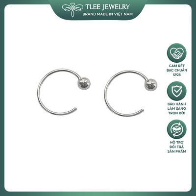 Khuyên tai bạc unisex TLEE móc bi basic cá tính TLEE JEWELRY B0213
