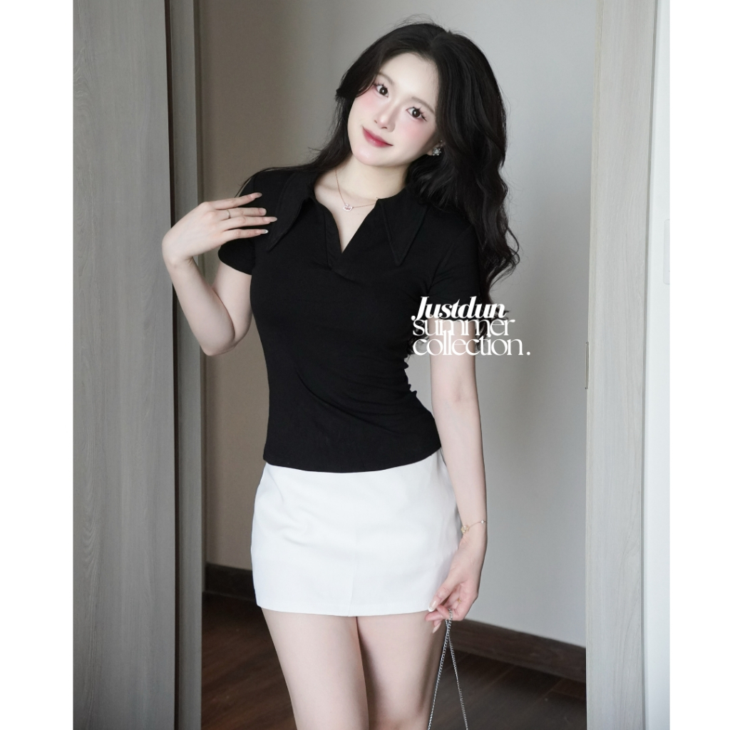 Áo Thun Nữ Polo JUSTDUN E21 – Cổ Sơ Mi Cotton Mịn Cao Cấp, Form Ôm Đẹp, Co Giãn Thoải Mái,Thanh Lịch | BigBuy360 - bigbuy360.vn