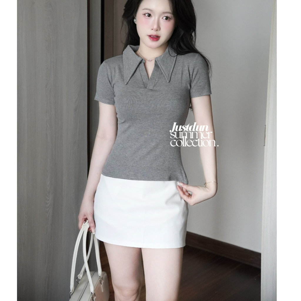 Áo Thun Nữ Polo JUSTDUN E21 – Cổ Sơ Mi Cotton Mịn Cao Cấp, Form Ôm Đẹp, Co Giãn Thoải Mái,Thanh Lịch | BigBuy360 - bigbuy360.vn