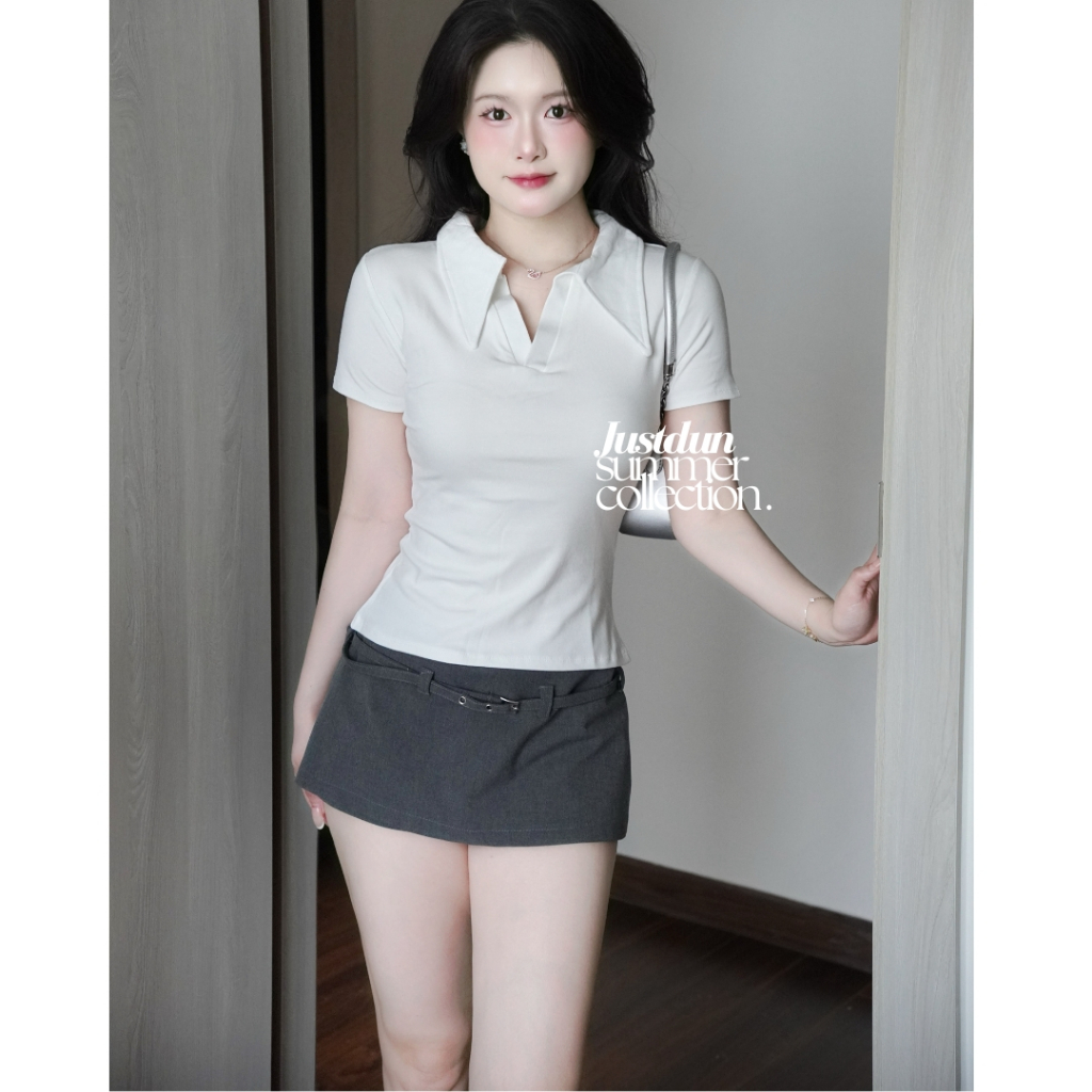 Áo Thun Nữ Polo JUSTDUN E21 – Cổ Sơ Mi Cotton Mịn Cao Cấp, Form Ôm Đẹp, Co Giãn Thoải Mái,Thanh Lịch | BigBuy360 - bigbuy360.vn