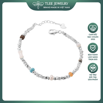 Lắc tay bạc nữ TLEE, vòng tay hạt vỡ mix hạt màu cá tính TLEE JEWELRY LT0187