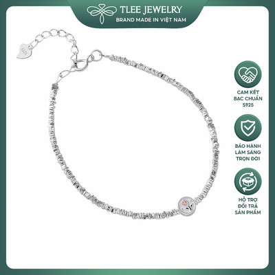Lắc tay bạc nữ TLEE chuỗi hạt bạc mini mix charm hoa tuylip TLEE JEWELRY LT0189