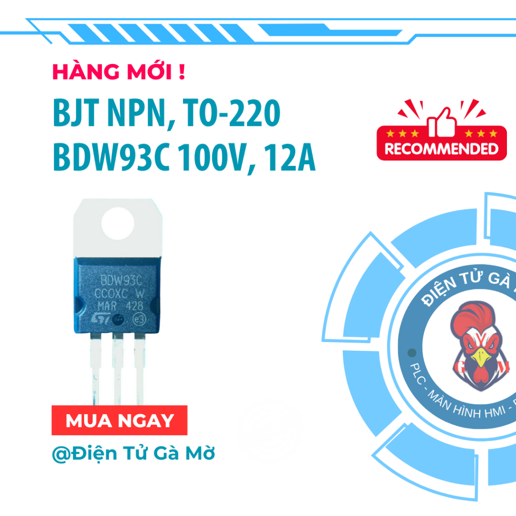 [1 CON] Transistor NPN Công Suất, BDW93C 100V, 12A TO-220 Mới Nhập Khẩu