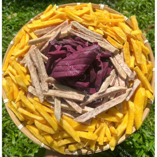 Khoai môn, khoai lang sấy mộc giòn không đường, bùi ít ngọt, món ăn vặt siêu ngon, hỗ trợ giảm cân