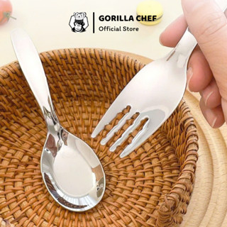  Bộ nĩa thìa ăn dặm cho bé inox 304 Gorilla Chef giúp bé cầm đúng cách từ khi còn nhỏ 