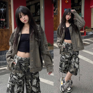 Áo Khoác Jean WAS RÁCH PHỐI ZIP TAY Có Túi Trong Form Rộng Unisex Nam Nữ 🖤 Áo khoác bò denim Jaystoree2 🖤