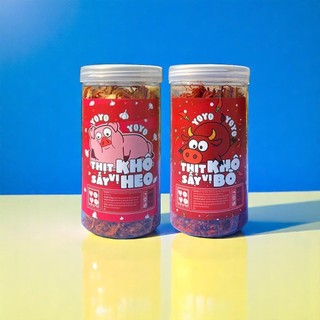  Combo 2 món đồ ăn vặt thị sấy vị khô bò xe sợi thịt sấy vị khô heo cháy tỏi  280g 1 hũ  