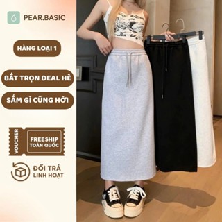 Chân váy nỉ len xám trắng đen suông dài dáng chữ A cạp chun mùa đông công sở cao cấp Pear.Basic CV125