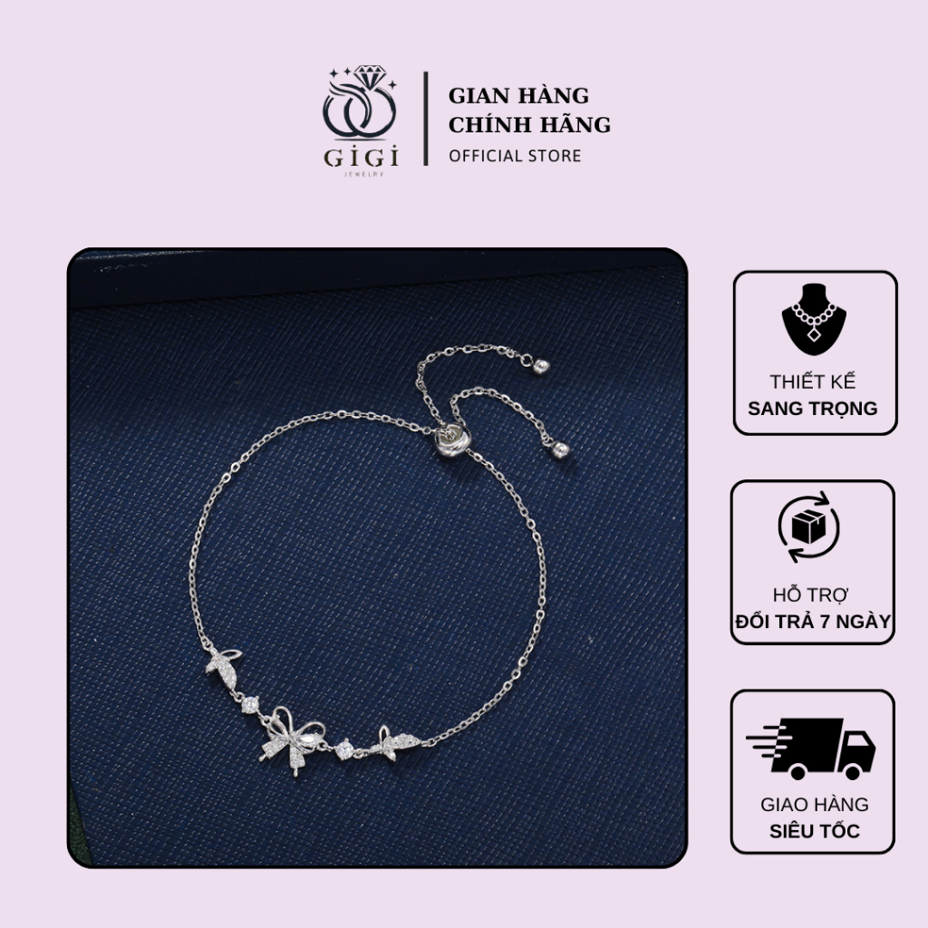 Vòng tay nữ Ribbon Sparkle, vòng tay nữ hình nơ Gigi Jewelry bạc S925 thết kế thanh lịch nữ tính LT0