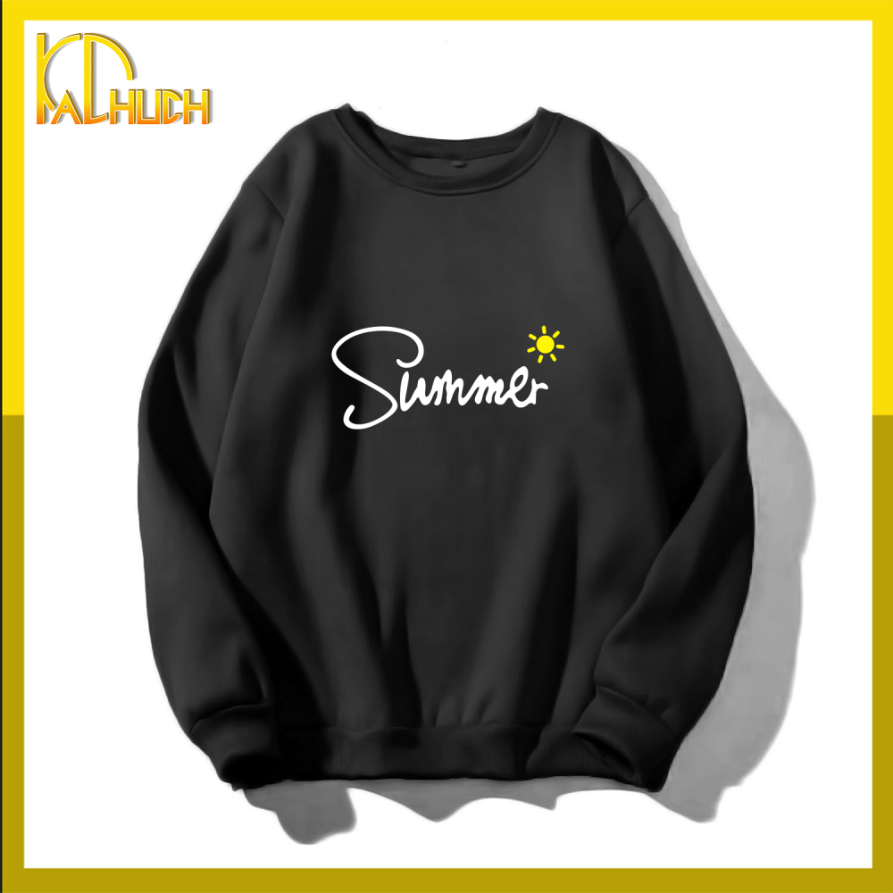 Áo sweater unisex nam nữ cổ tròn , chất liệu vải nỉ in hình Summer