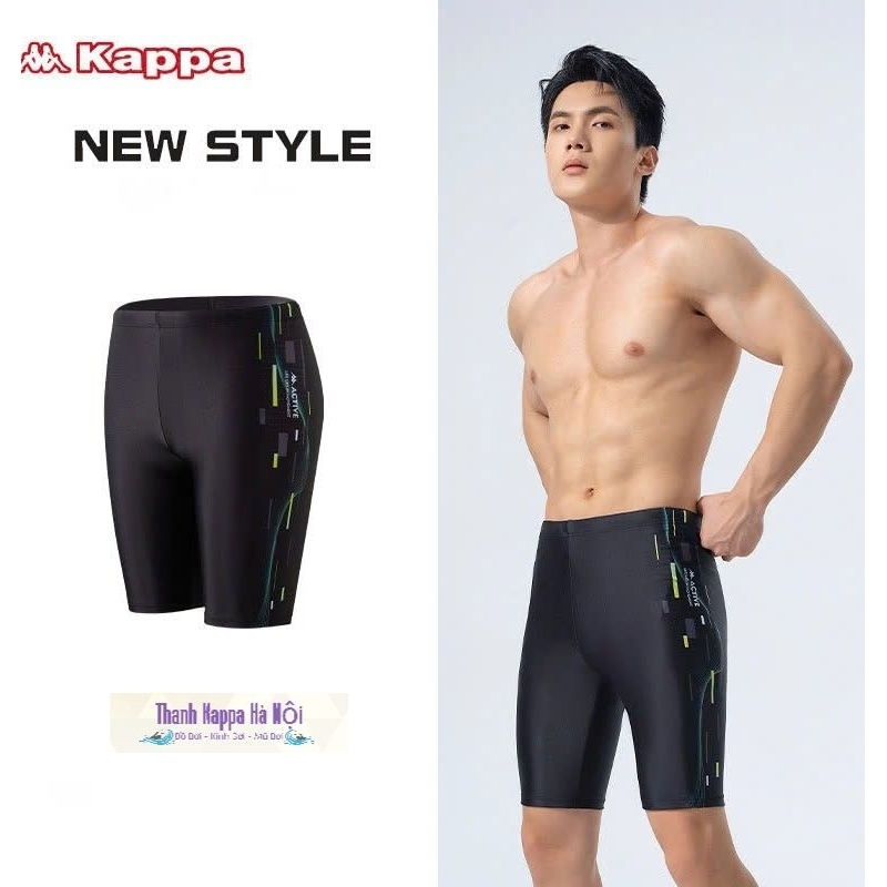 Quần bơi nam Kappa dáng sport tới gối quần 2 lớp chất liệu dày dặn co giãn 4 chiều hạn chế thấm nước