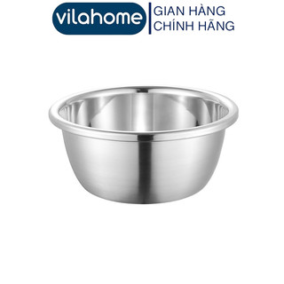  Thau Inox 20cm Vilahome Chậu Sâu Lòng Viền Bo Tròn Dùng Trộn Bột Đựng Rau Củ Quả 