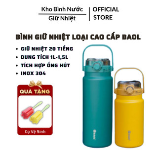  Bình nước giữ nhiệt BAOL WL27 1000ml 1500ml  Bình giữ nhiệt inox 304 cao cấp có ống hút 