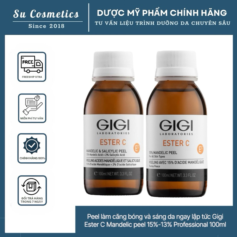 Tinh chất Peel GIGI Ester C 15%, 13% Mandelic Peel Lọ Shop 10ml,20ml