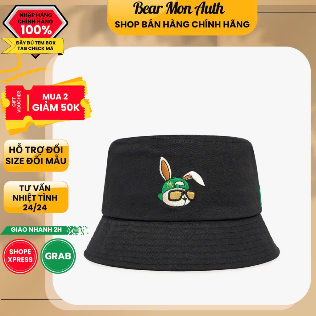 Mũ Bucket MLB Bucket Rabbit Black - SKU 3AHTR013N - Đen