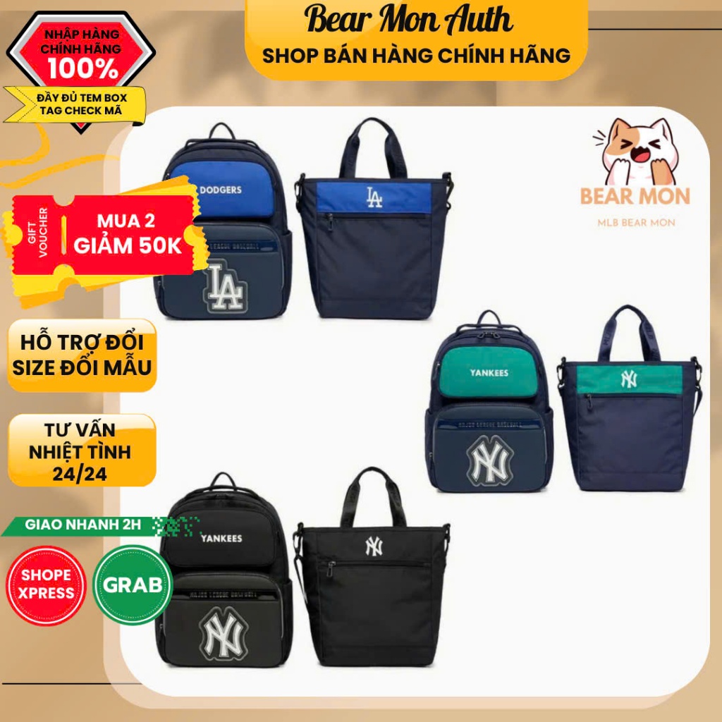 Set Balo Kèm Túi Tote MLB Led LA Dodgers 7ABK0023N Màu Xanh