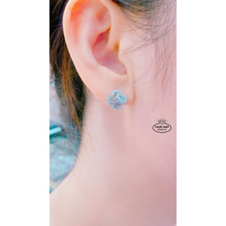 BôngTai B0184 Hoa Tai Nữ Cỏ 4 Lá Bản 10mm Cài Cắt Máy 9D Sáng Chiếu Đeo Ôm Tai Sang Trọng Trang Sức Bạc Ý Xi Kim