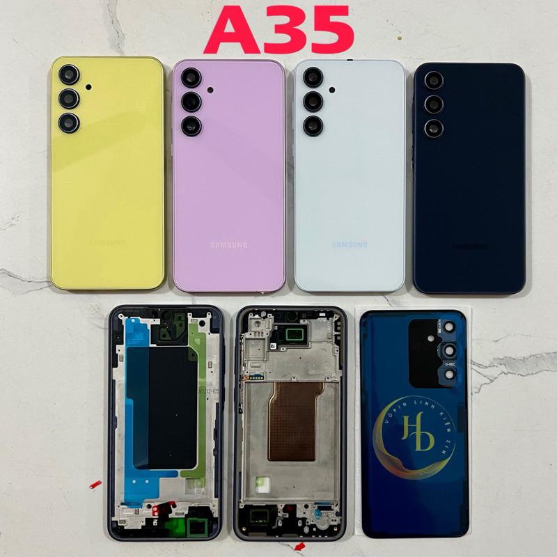 Vỏ bộ SAMSUNG A35 zin hãng, hàng đẹp lên máy kèm khay sim-cụm kính camera theo vỏ