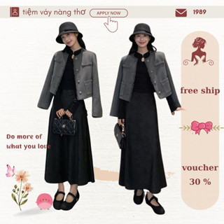 (tiệm vaynangtho -order) Áo khoác dạ tweed dáng ngắn phong cách tiểu thư nhà MULVAN