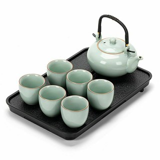 Bộ ấm trà Cảnh Đức men rạn cao cấp dung tích lớn. Bộ ấm chén gốm sứ kèm hộp quà tặng, túi đựng. 1 ấm 6 chén