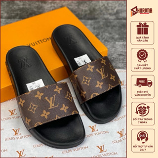 Dép Nam Quai Ngang LV In Hoạ Tiết Cực Đẹp - Dép Nam Boy Phố Đế Cao Su Êm Chân
