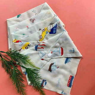Yếm tam giác cotton, yếm cúc bấm cho bé