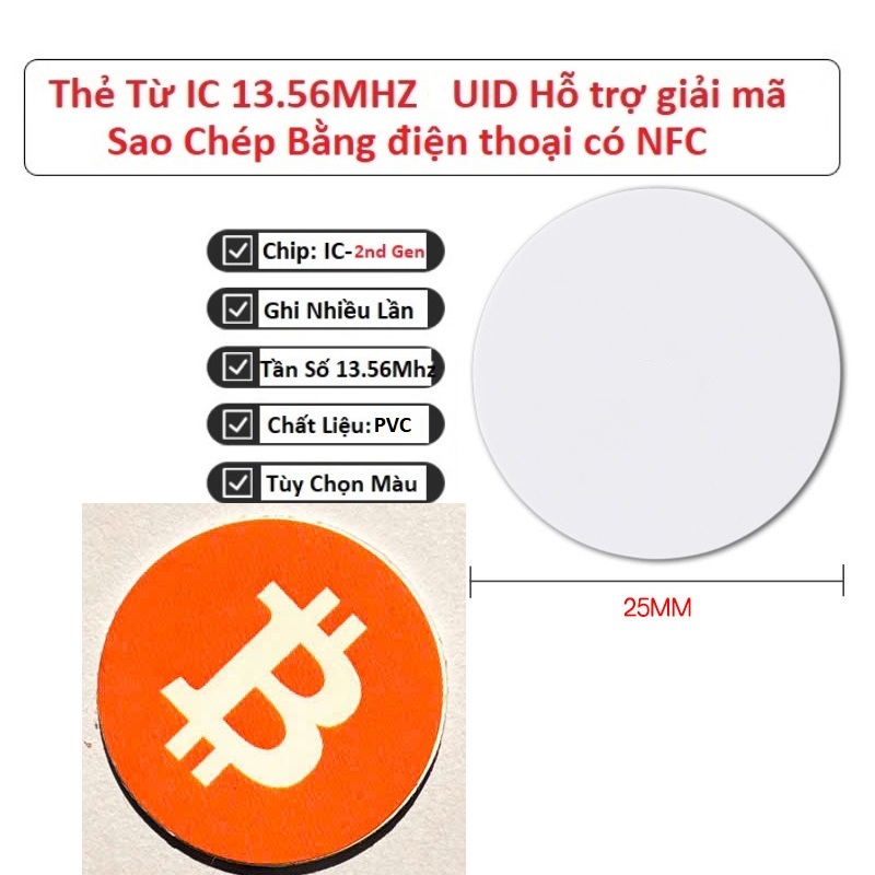 [SAO CHÉP BẰNG ĐIỆN THOẠI NFC] Thẻ Từ Xu UID 13.56Mhz Gen2 Copy Bằng Điện Thoại NFC Và Máy Copy Thẻ