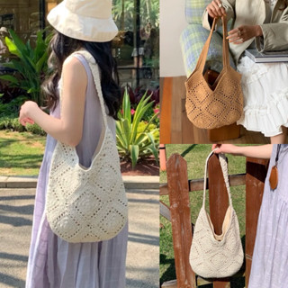  Túi tote dệt nữ dung tích lớn Túi đeo nách mềm thời trang Túi Tote mùa hè đi biển 