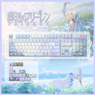 Keycap Sousou No Frieren song ngữ Anh Nhật thick PBT xuyên led in dyesub 5 mặt 129 phím anime layout keycaps
