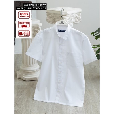 [Bigsize] Áo Sơ Mi Nam Trắng Học Sinh Tay Ngắn Cotton thấm hút mồ hôi, có thun co giãn – Bravery