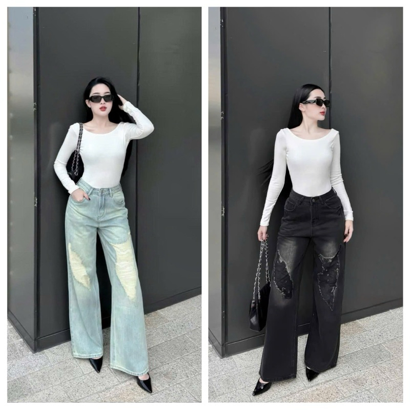 TATTA Jeans | 9255 Quần Jeans Xuông Rách 2 Màu Hàng QCCC  Nữ Women Pants