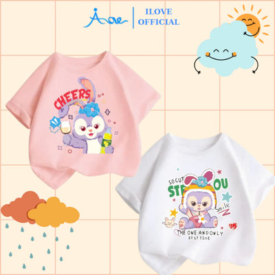 [MỚI] Áo thun cộc tay cho bé gái AORE, Áo phông ngắn tay in hình Thỏ Stellalou, Rabbit, DISNEY chất COTTON 9-36kg