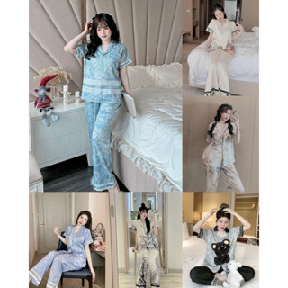 Set Bộ Ngủ Pijama Lụa Xước Hàng Thiết Kế Tay Ngắn Siêu Xinh Hot