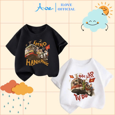 [MỚI] AORE Áo thun Độc Lập, Áo cộc Việt Nam cho bé chất cotton thoải mái cho bé trai, bé gái từ 9-36kg