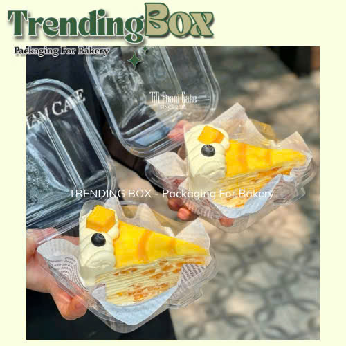 100 Hộp Nhựa PET Nắp Gập Đựng Bento Cake, Hộp Nhựa Bento Trong Đựng Bánh Ngọt, Bánh Kem Mini 10cm