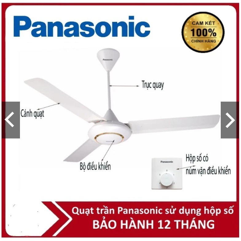 QUẠT TREO TRẦN NHÀ PANASONIC 3 CÁNH F-60MZ2 MÀU TRẮNG - HỘP SỐ