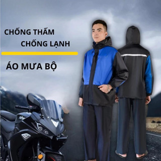 Áo Mưa Bộ 2 Lớp Nam Nữ Có Mũ Chống Thấm Siêu Bền Chống Ngấm Gió Lạnh Kèm Túi Đựng Thời Trang