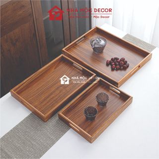 Khay Gỗ Màu Óc Chó Có Tay Cầm Cao 4 cm, Khay Gỗ Đa Năng Sử Dụng Trong Gia Đình, Nhà Hàng, Khách Sạn