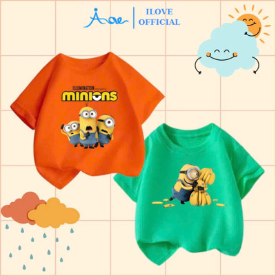 [MỚI] Áo thun cộc tay cho bé trai AORE, Áo phông tay ngắn in hình MINION chất COTTON, thoáng mát mềm mịn 9-36kg