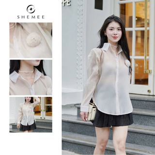 Sơ mi nữ tơ tằm thêu hoa thiết kế cao cấp Shemee nhẹ nhàng tôn dáng MD14