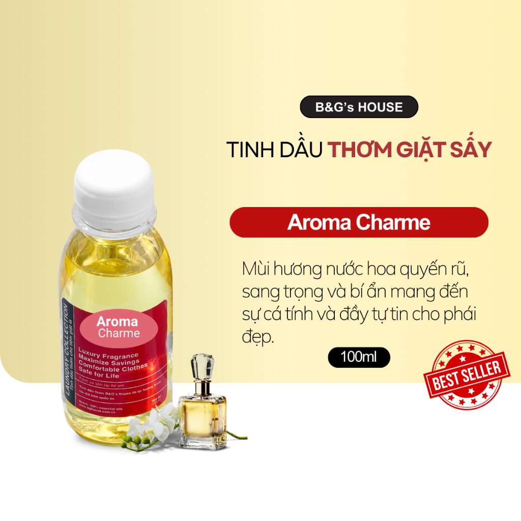 [Mùi hương nước hoa ]Aroma Charme - Tinh dầu giặt sấy Quyến Rũ, Sang Trọng và Bí Ẩn